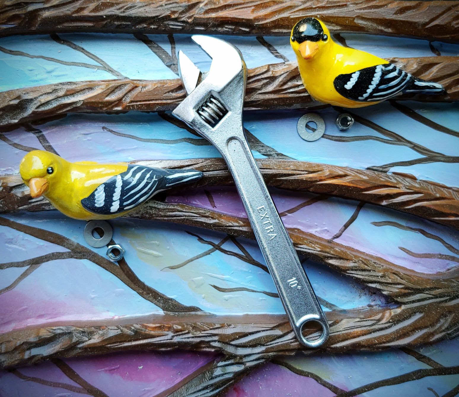 "Goldfinch Gates" bird detail